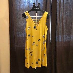 Cute gold and blue dress with lattice front